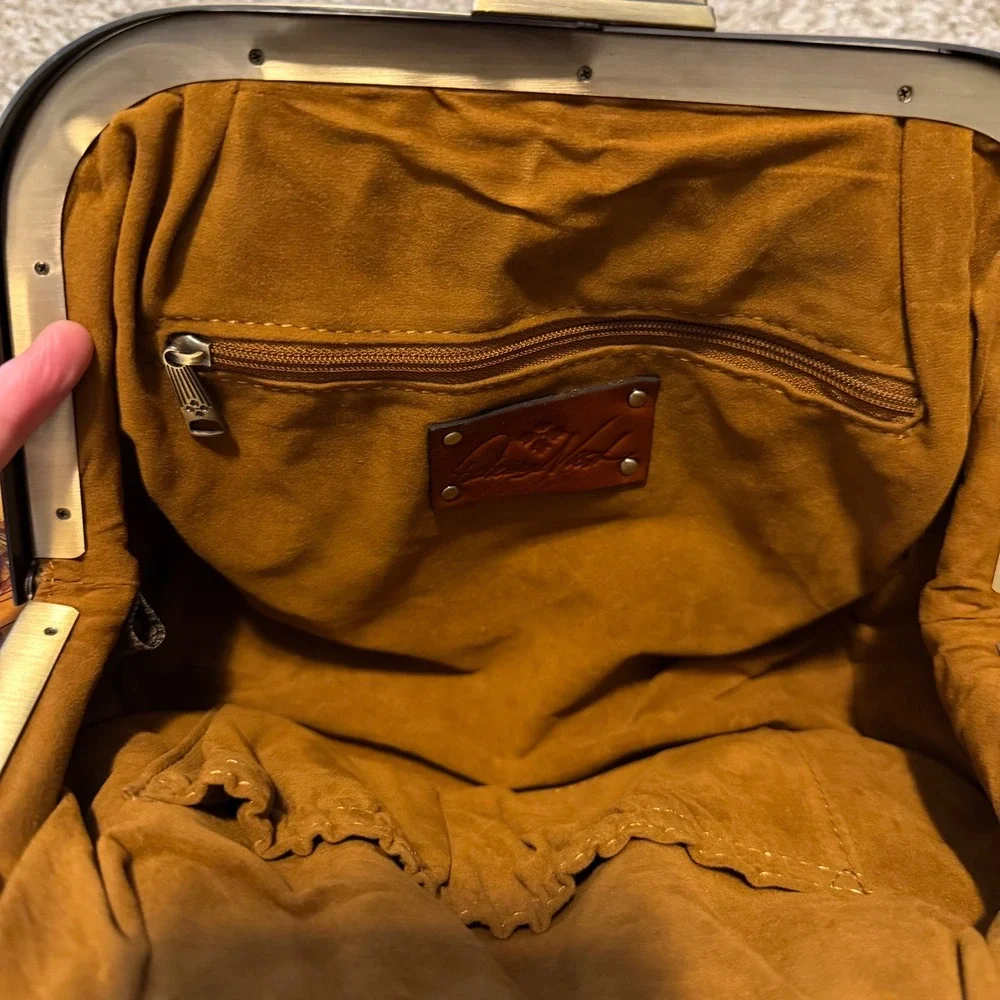 Patricia Nash Verbania Frame leather crossbody purse European Trip boho classic